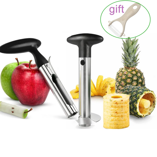 Stainless Steel Fruit Corer & Slicer Set – Pineapple & Apple Fruit Corer & Slicer Set Peaceful Pleasures Health and Wellness black