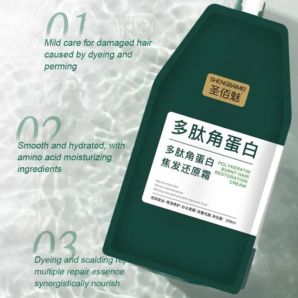 Keratin Polypeptide Hair Mask 258ml – Repair Dry, Damaged & Heat-Treated Hair Restoring Cream Peaceful Pleasures Health and Wellness