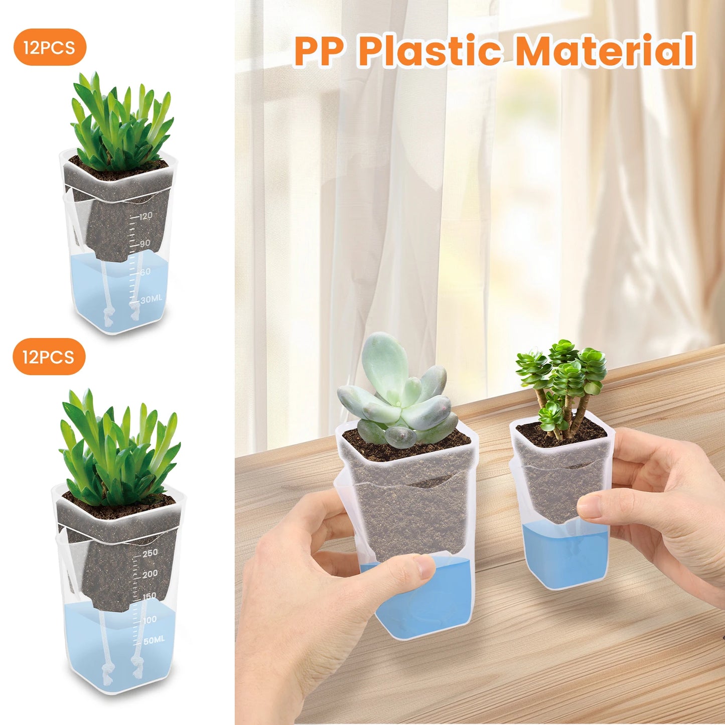 12-Pack Self Watering Plant Pots | Double Layer Nursery Pots