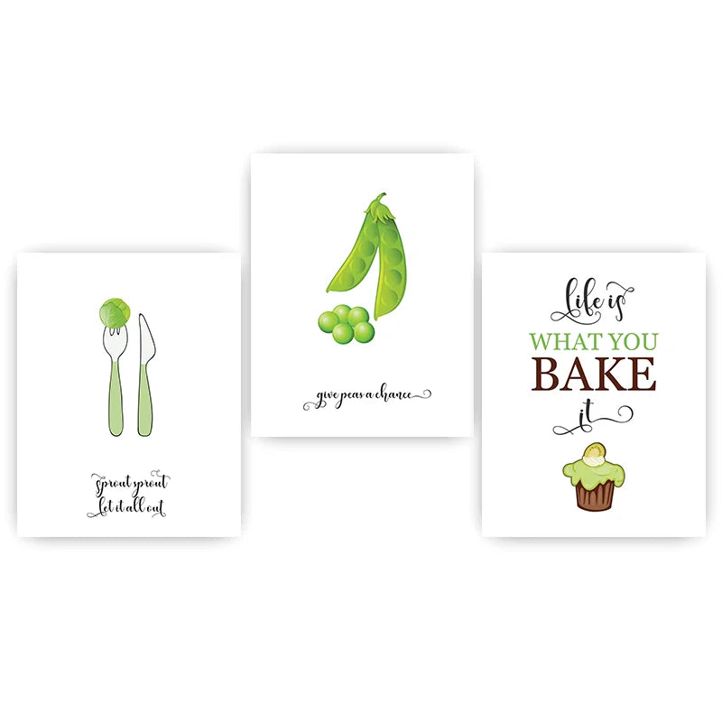 Kitchen Inspirational Quotes Wall Art, Modern Pea Cupcake Canvas Painting, Minimalist Poster Print for Kitchen Dining Room Décor Peaceful Pleasures Health and Wellness 01 15x20cm No Frame China Mainland