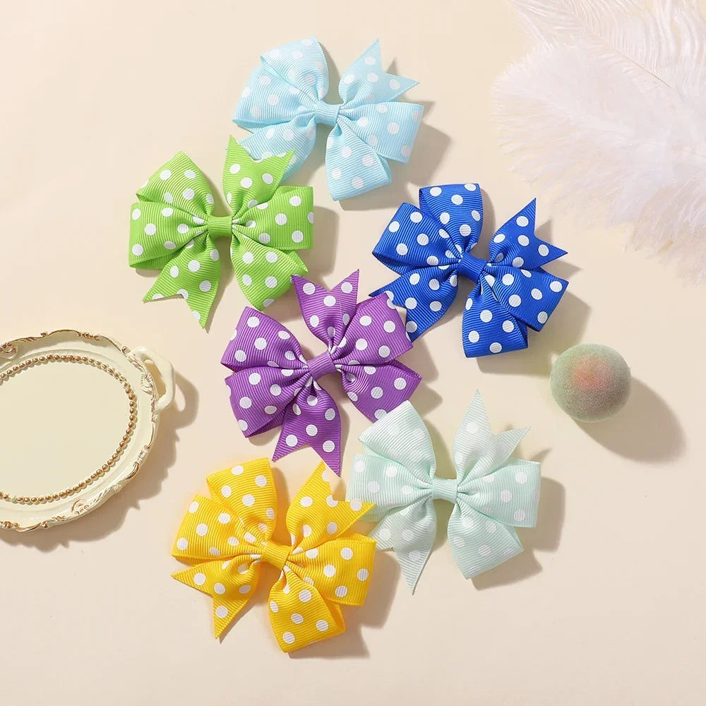 20pcs/set 2.2'' Polka Dot Grosgrain Ribbon Bows Hair Clips for Girls Handmade Bowknot Hairpin Barrettes Kids Hair Accessories Peaceful Pleasures Health and Wellness red