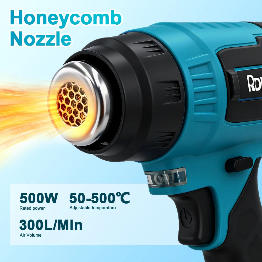 21V Handheld Hot Air Gun Temperature Rechargeable Cordless Electric Heats Gun with 3 Nozzles for Makita Battery Pin (No Battery） Peaceful Pleasures Health and Wellness