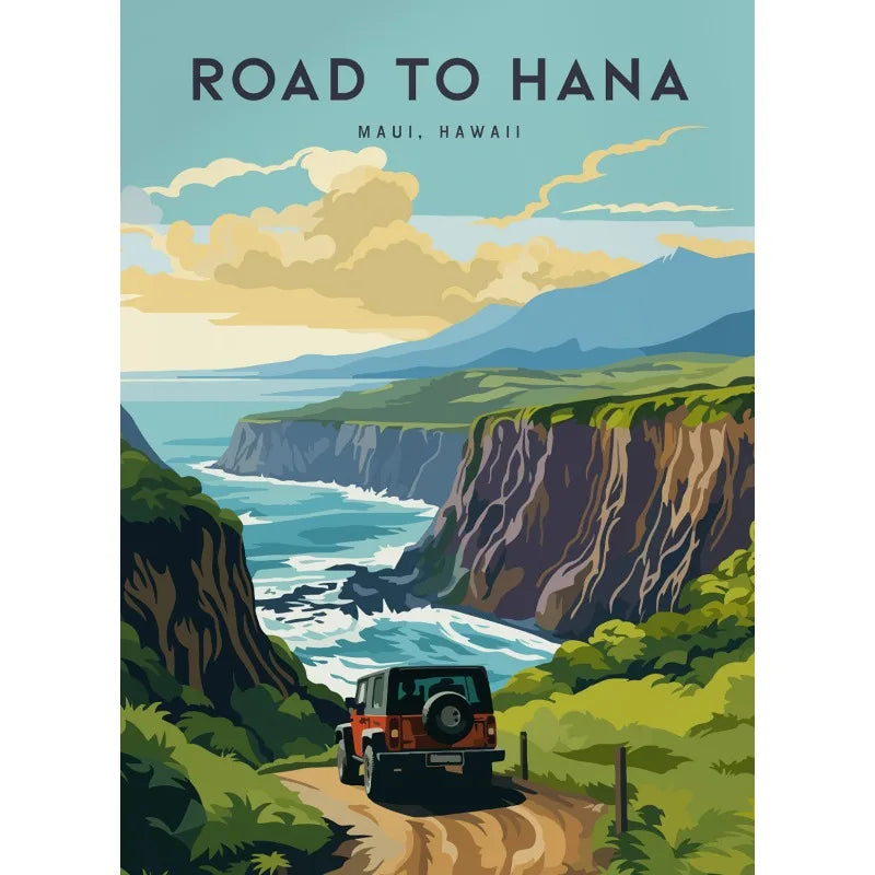 Vintage Hawaii Lahaina Beach Landscape Canvas Wall Art Poster Canvas Wall Art Peaceful Pleasures Health and Wellness