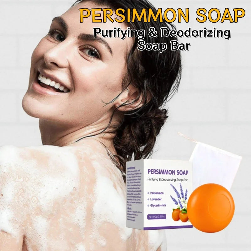 Persimmon Lavender Soap Bar 100g Purifying Deodorizing Gentle Cleansing Bar Natural Ingredients For Skin Refreshing Daily Use Peaceful Pleasures Health and Wellness