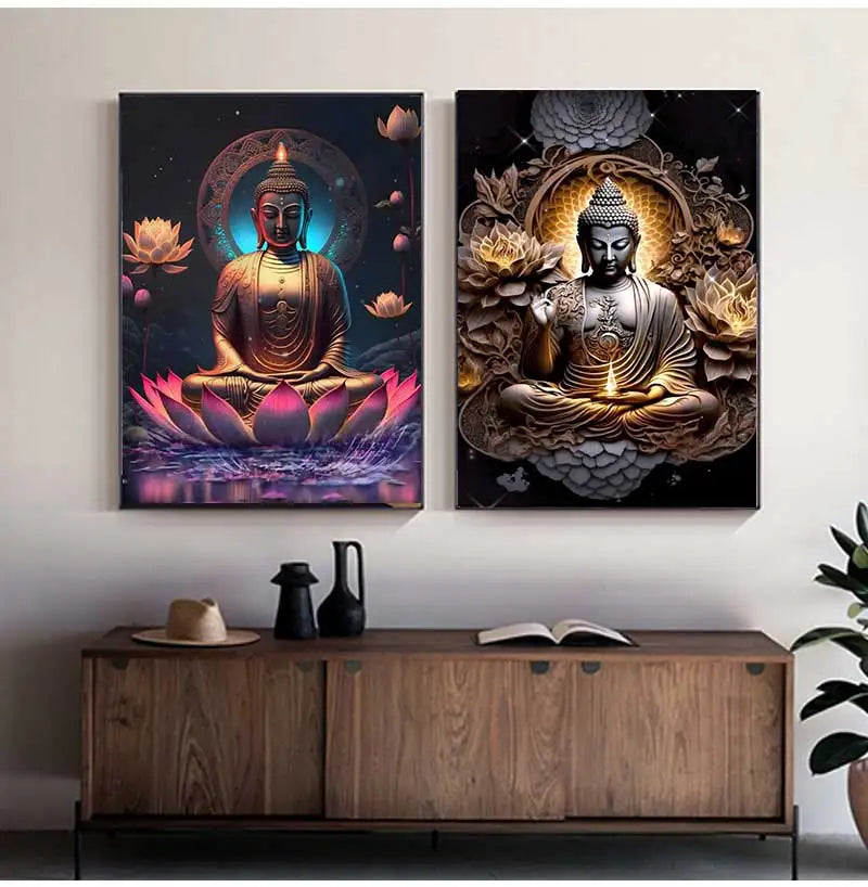 Buddha Canvas Wall Art | Unframed Buddhism Poster Print