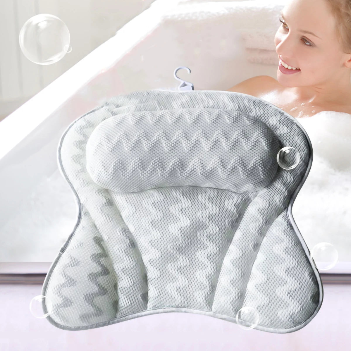 Bathtub suction cup pillow, mesh butterfly bathtub pillow, suitable for after-work bath, soft fabric, relaxing and comfortable Peaceful Pleasures Health and Wellness