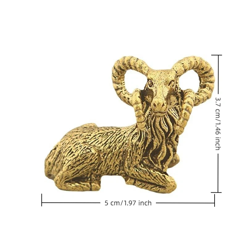 Brass Goat Figurine – Miniature Animal Tabletop Décor