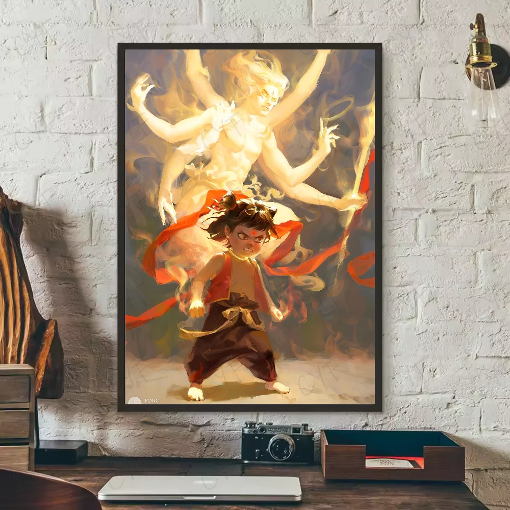 Chinese myth animation Nezha Poster HD art sticky wall waterproof home living room bedroom bar aesthetic decoration Peaceful Pleasures Health and Wellness