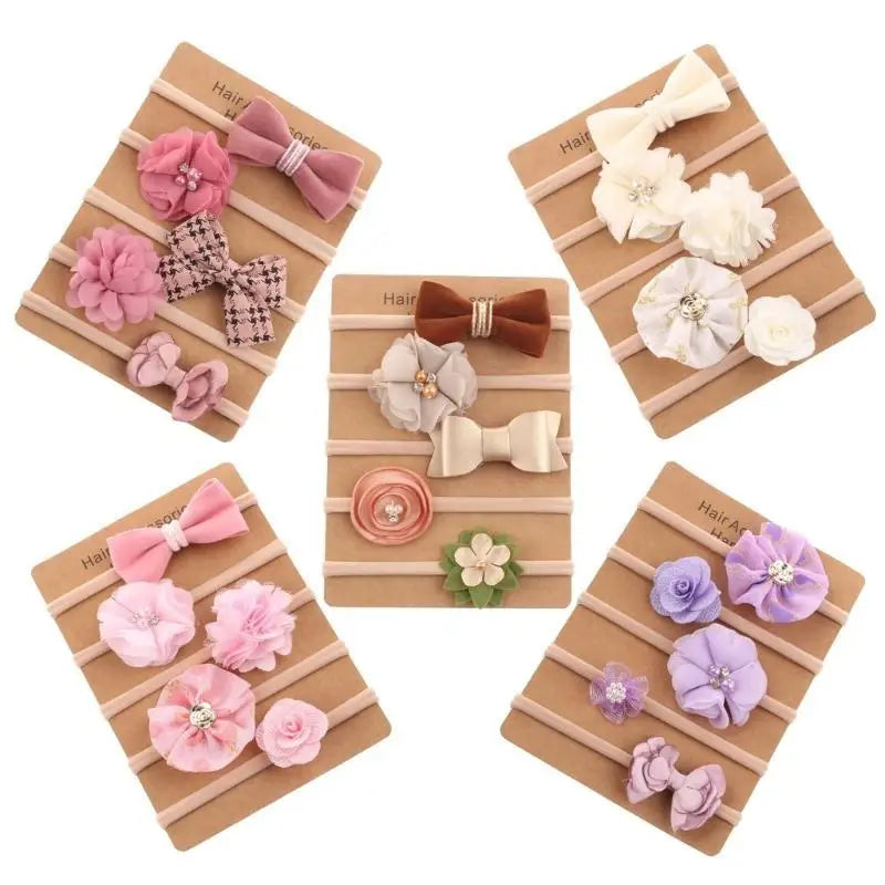 Baby Nylon Headbands Set of 5 | Soft Breathable Girls Hair Bands