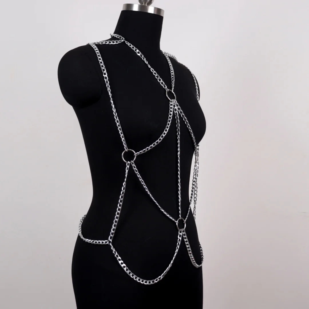 Rock Multilayer Metal Tassels Waist Belly Chain Necklace Men Punk