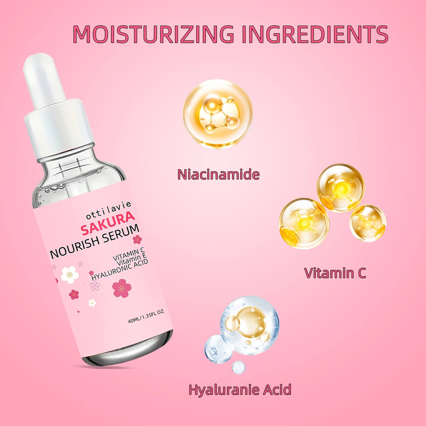 Ottilavie Sakura Serum 2PCS - Brightening Hydrating Face & Body Lotion with Cherry Blossom, Niacinamide & Hyaluronic Acid Peaceful Pleasures Health and Wellness
