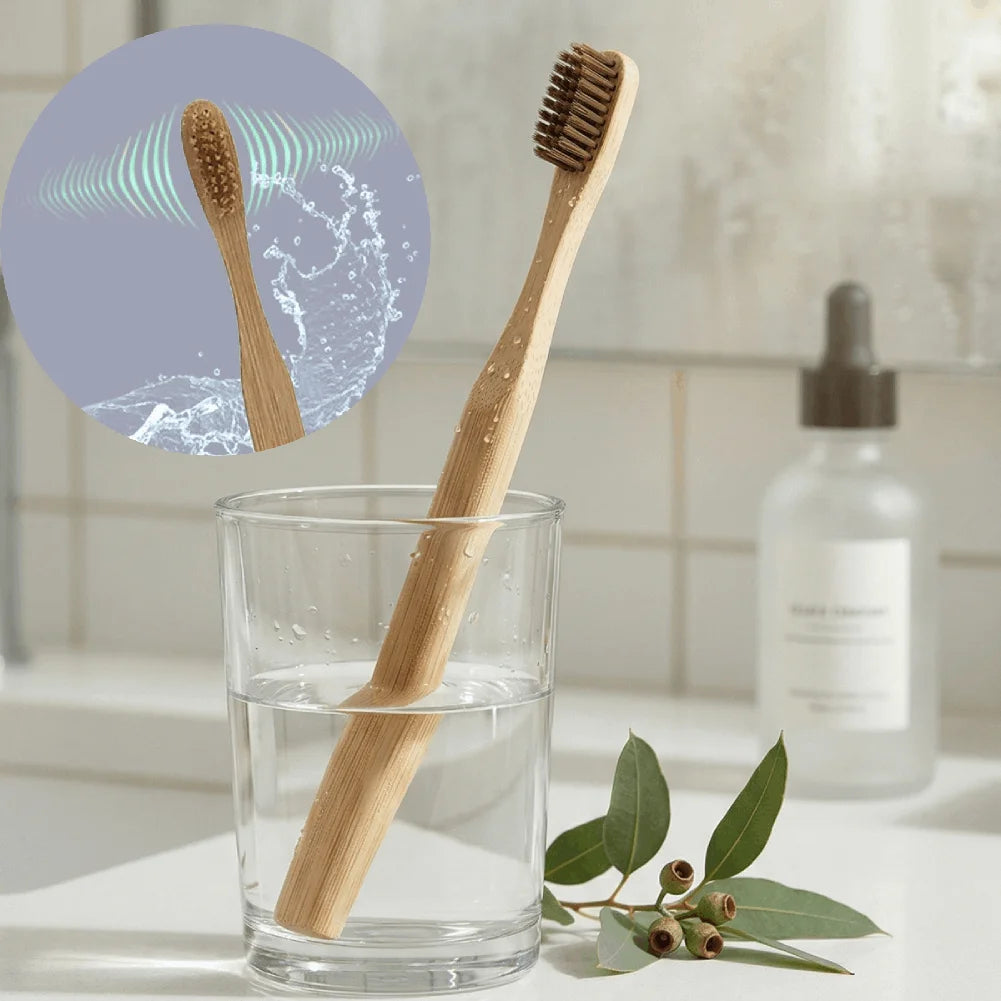 1/50PCS Disposable Toothbrush Natural Bamboo Tooth Brush Soft Bristle Charcoal Teeth Eco Bamboo Toothbrushes Dental Oral Care Peaceful Pleasures Health and Wellness