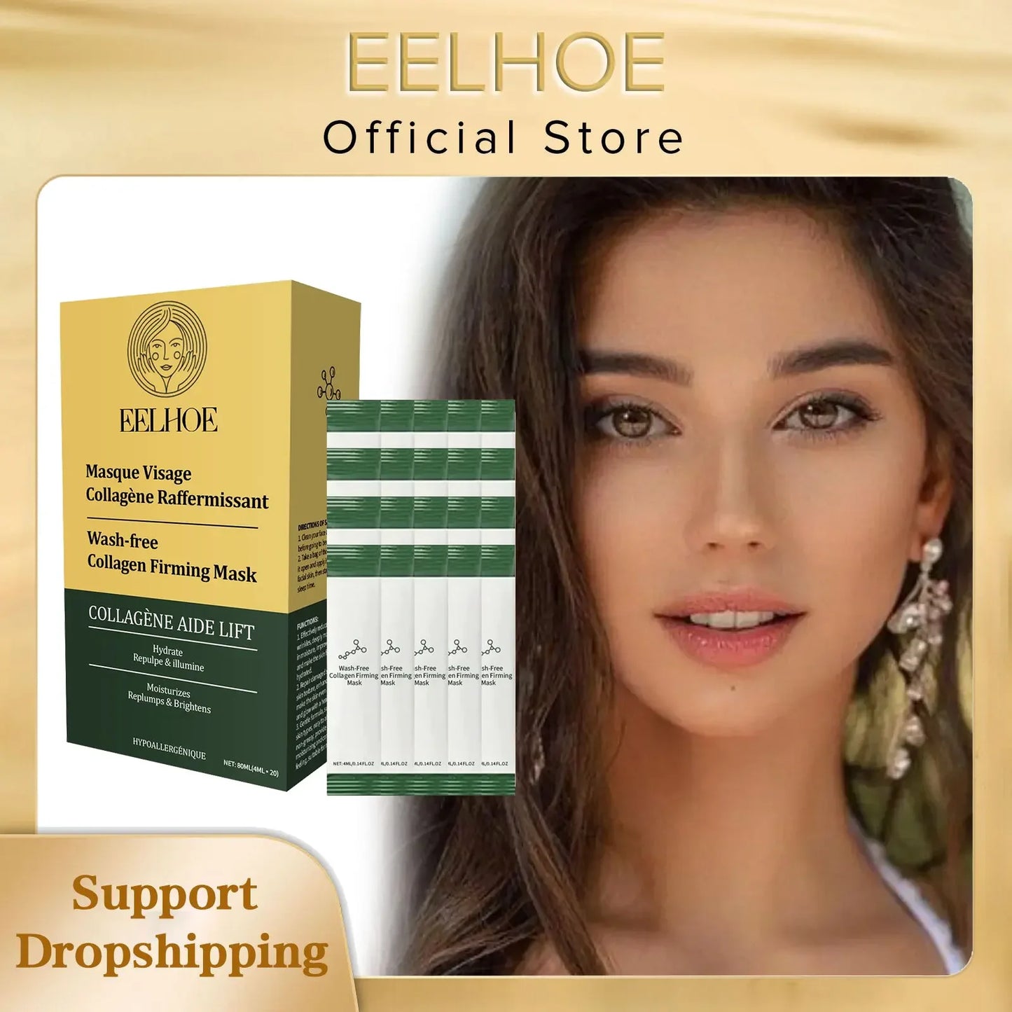 EELHOE Collagen Hydrating Face Sheet Mask – Hyaluronic Acid Peaceful Pleasures Health and Wellness