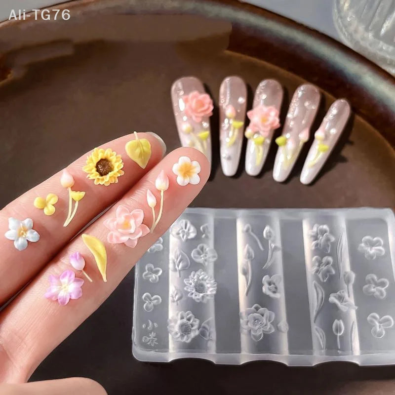 3D Flower Silicone Nail Art Mold – Reusable Petal DIY Template