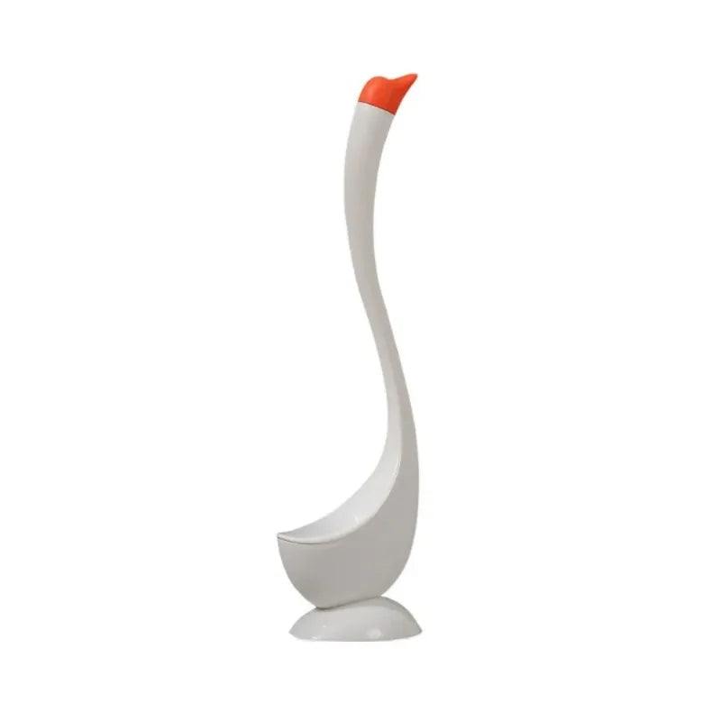Swan Toilet Brush Plastic Household Toilet Cleaning Tool Set Cute and Creative No Blind Spots Cleaning Long-handled Toilet Brush Peaceful Pleasures Health and Wellness WHITE