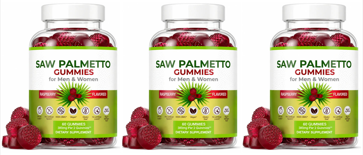 Saw Palmetto Gummies Raspberry | Non-GMO Gluten-Free 60ct