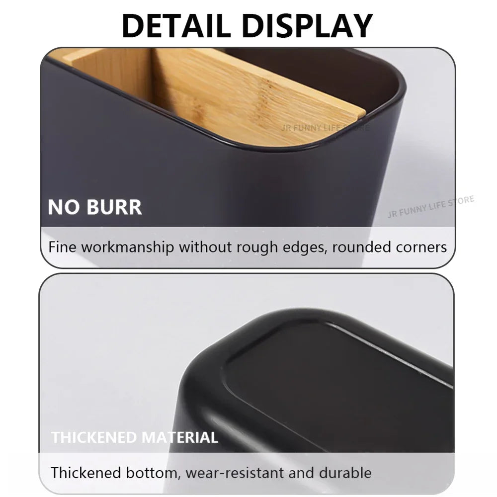 Bamboo Toothbrush Holder & Bathroom Organizer Stand