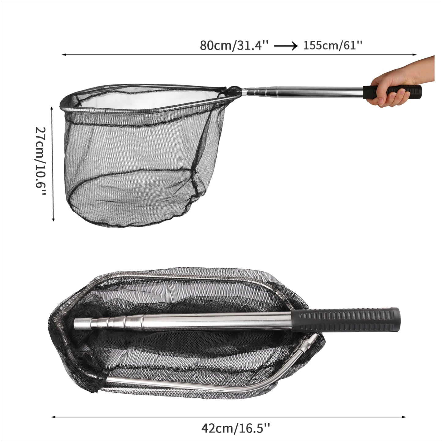Telescoping Foldable Fishing Landing Net – Extends to 190cm
