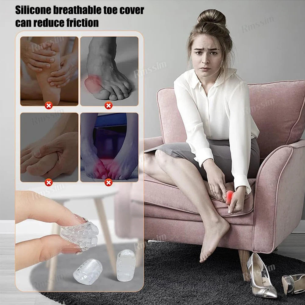 2/10Pcs Silicone Toe Caps Anti-Friction Breathable Toe Protector Gel Toe Cap Protector Cushions Prevents Blisters Toe Foot Care Peaceful Pleasures Health and Wellness
