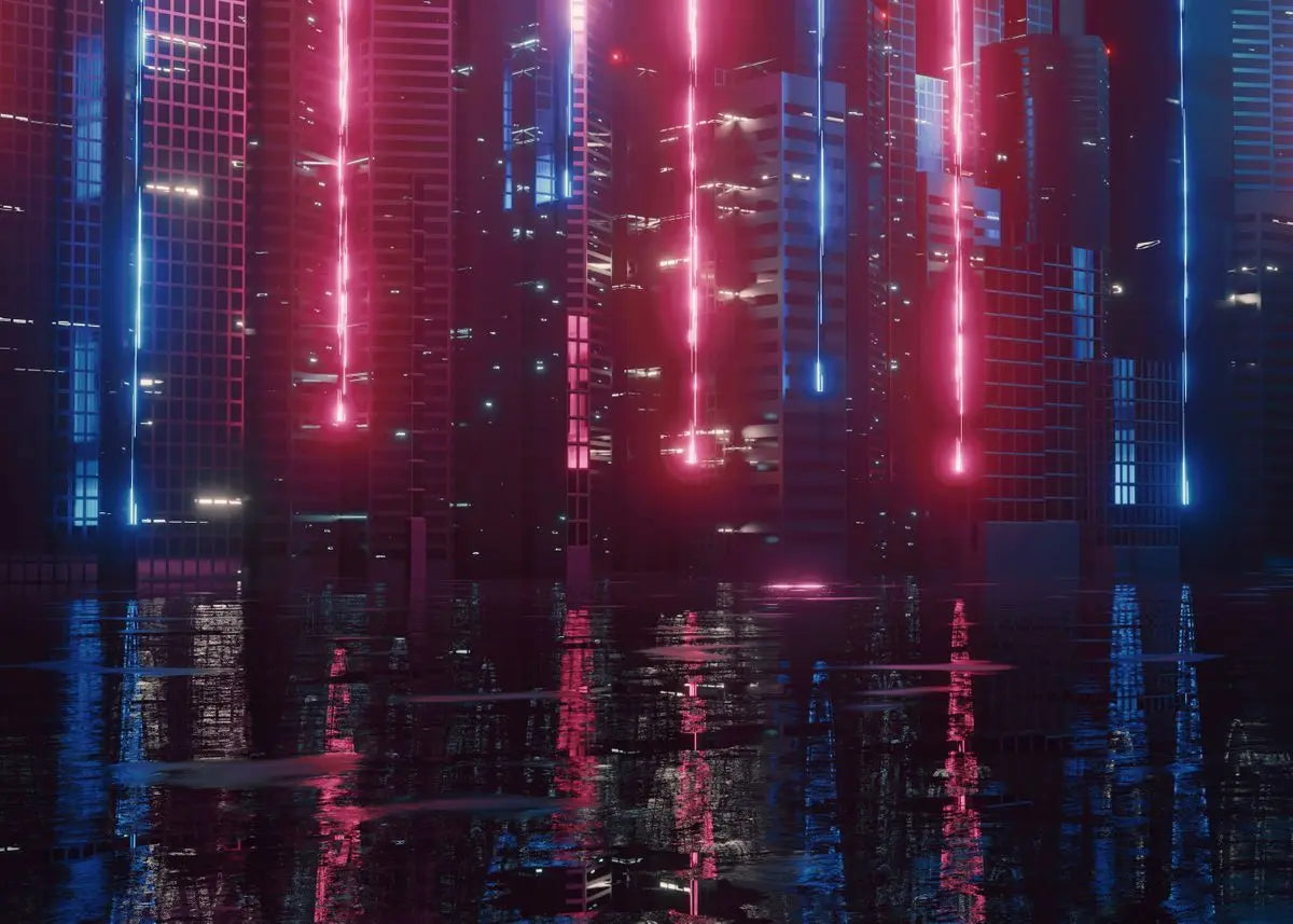 Cyberpunk Neon City Poster Fantasy Collection Wall Art for Passionate Decor Enthusiasts Peaceful Pleasures Health and Wellness P14 40x60cm