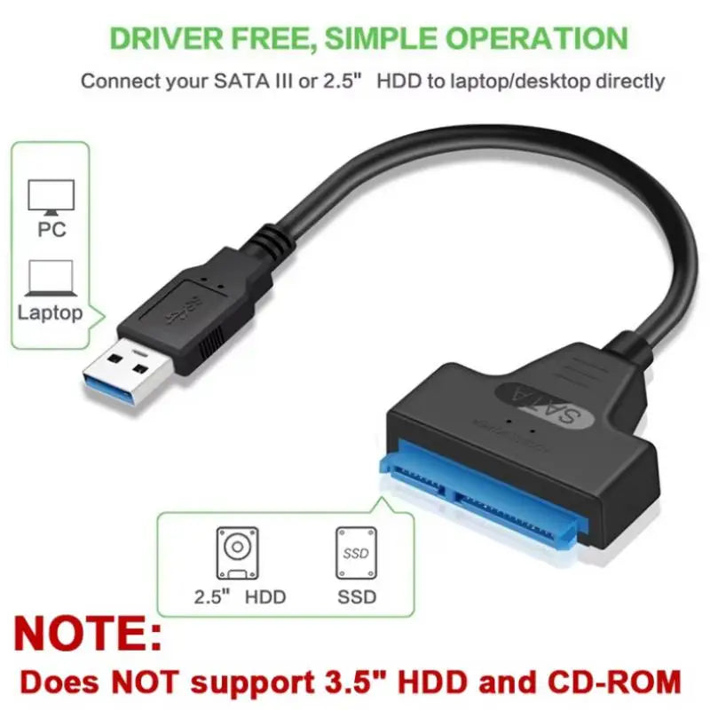 New Sata to usb 3.0/2.0 Type c Cable Support 2.5 Inches External HDD SSD Hard Drive Adapter Cable Computer Connector Converter Peaceful Pleasures Health and Wellness