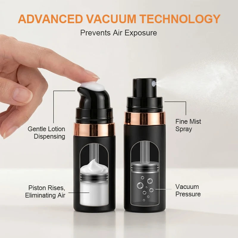 Plastic Pump Bottle Vacuum Pump Bottle Travel Bottling Container Black Lightproof Airless Spray Bottle Lotion 15ml 30ml 50ml Peaceful Pleasures Health and Wellness