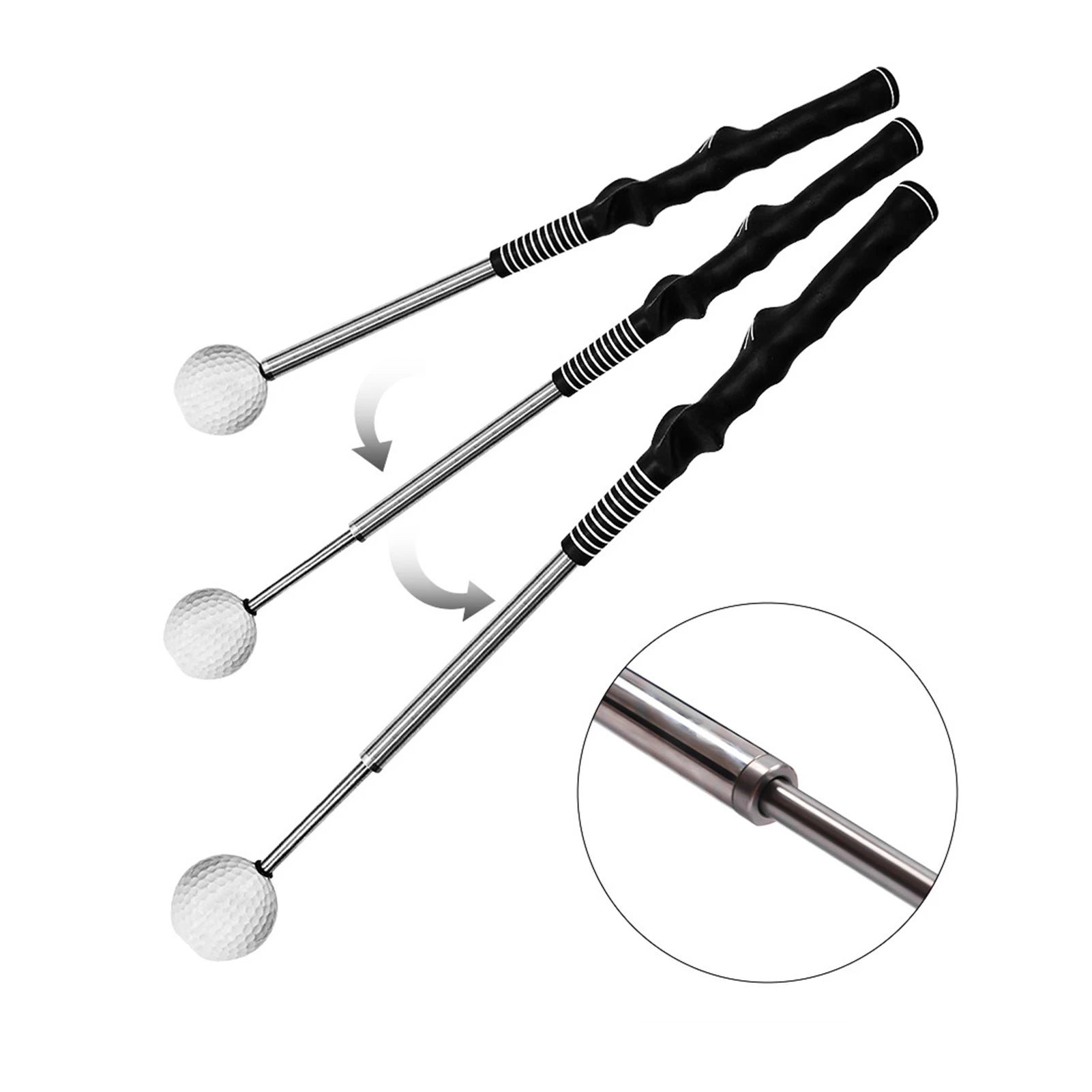 Retractable Golf Swing Training Aid Portable Grip with Click Feedback for Indoor Practice Golf Accessories Peaceful Pleasures Health and Wellness