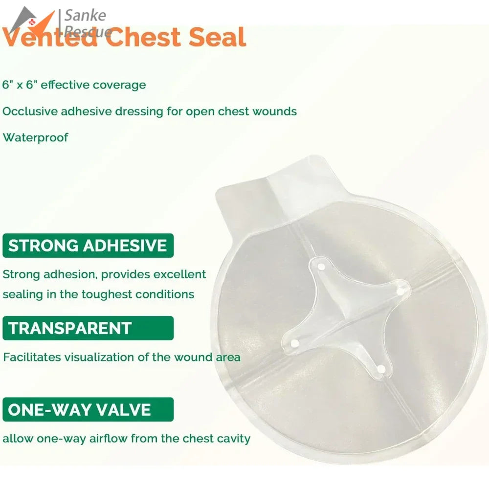 Chest Seal Wound Care for Emergency or Tactical Situations Advanced Adhesive Sterile Transparent Lightweight Vent Life-Saving Peaceful Pleasures Health and Wellness