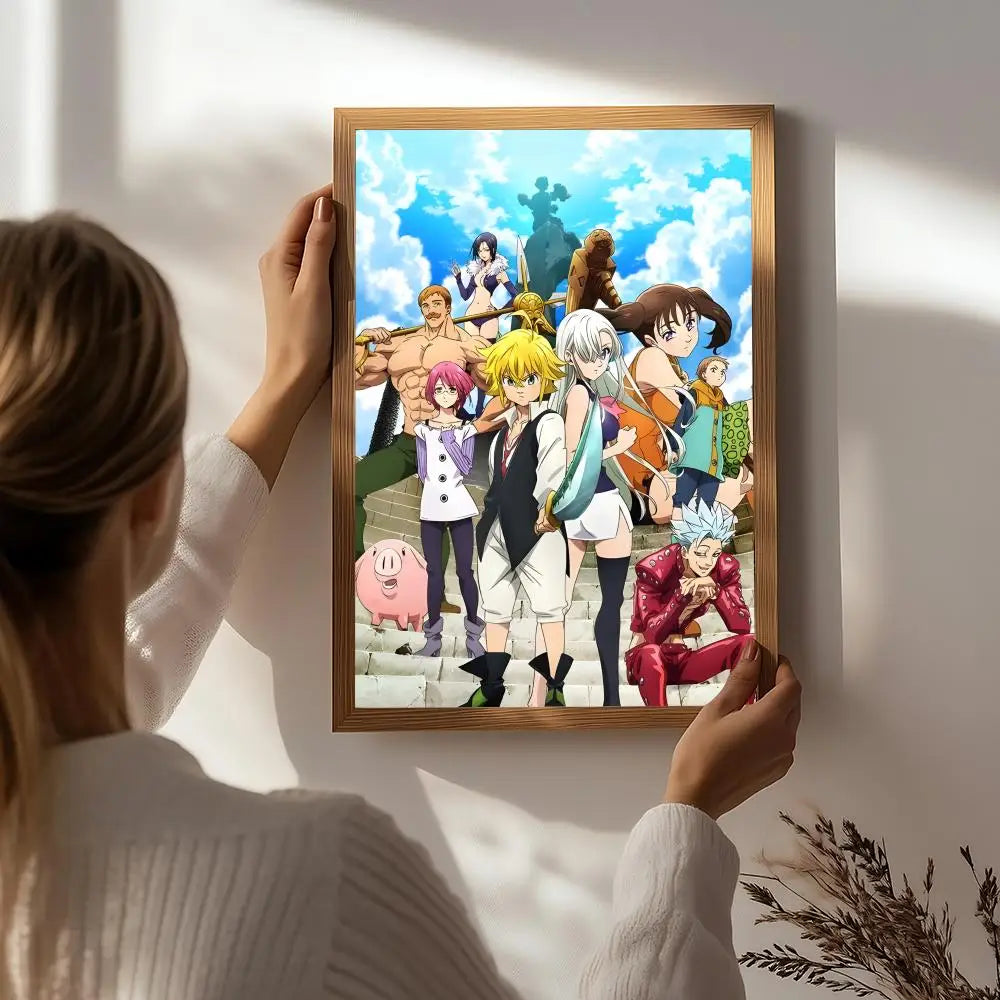 Anime T-The Seven Deadly Sins Poster HD Self Adhesive Waterproof Wall Art Ideal for Home Office Dorm Bedroom Great Gift Peaceful Pleasures Health and Wellness White1 30X40cmNoframe