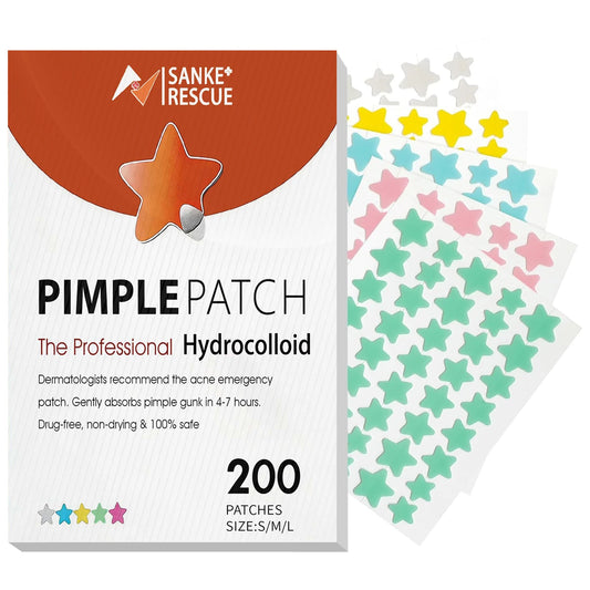 200Pcs Pimple Patches for Face Colorful Hydrocolloid Acne Patches Cute Star Zit Covers Spot Stickers with Tea Tree Acid Cica Oil Peaceful Pleasures Health and Wellness Hydrocolloid 200Pcs
