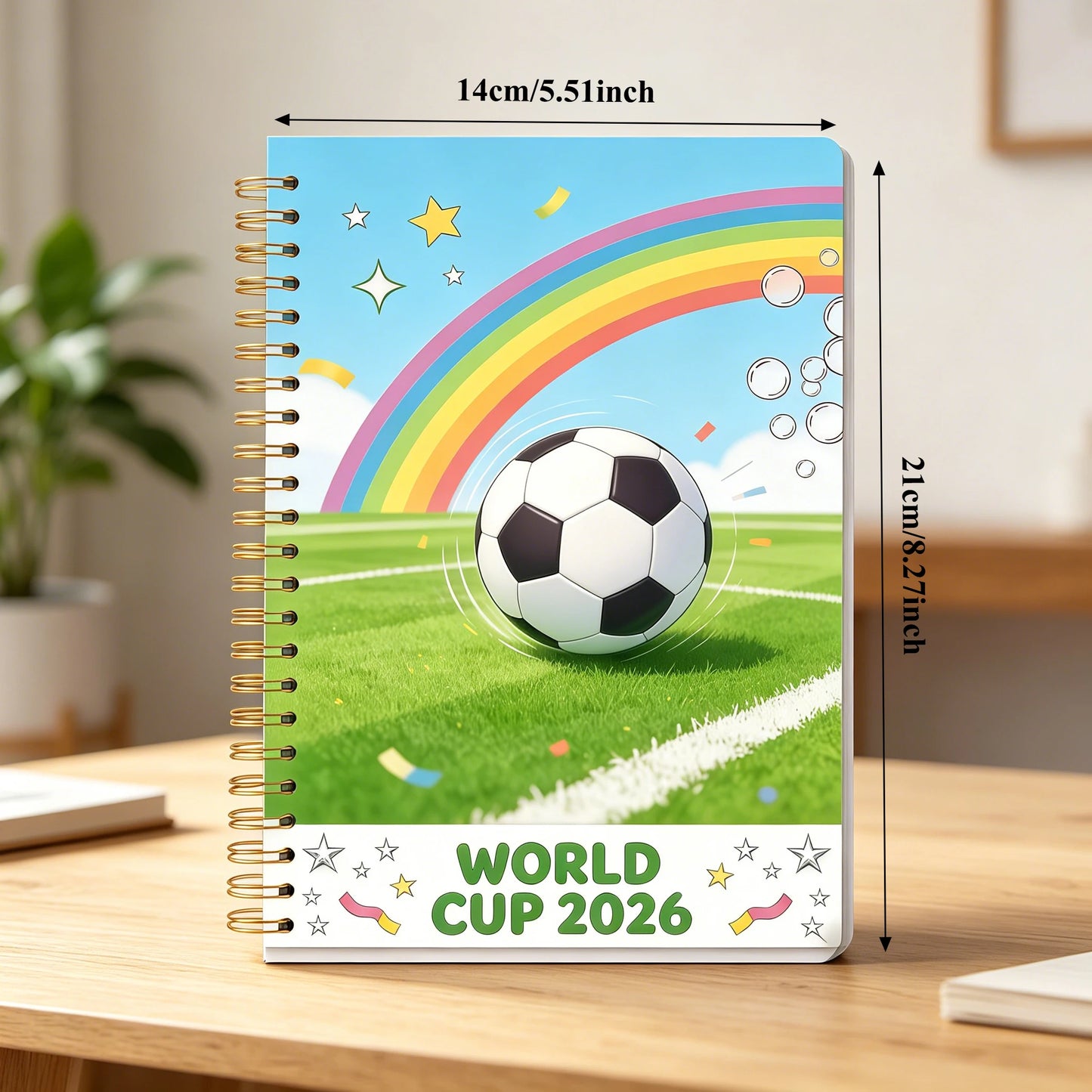 2026 World Cup Soccer Notebook Cute Spiral Journal Kids Football Fans