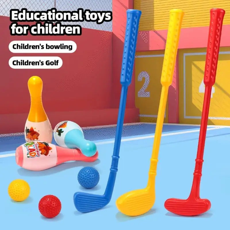 Kids Golf Bowling Toy Set – ABS Plastic Clubs, Balls & Pins