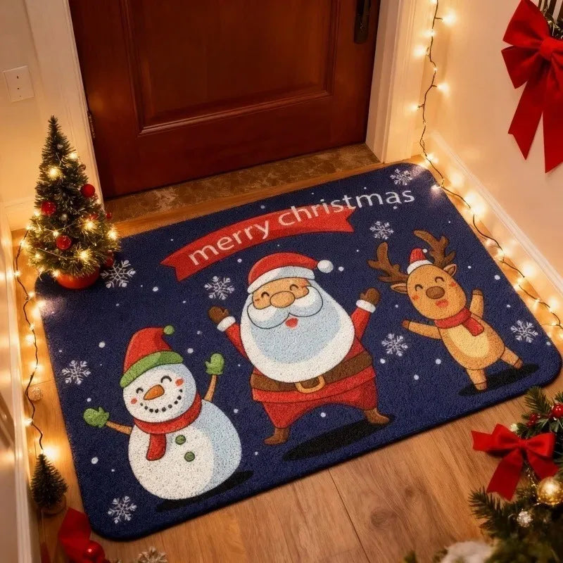 Christmas Crystal Velvet Non-Slip Door Mat | Holiday Welcome Mat