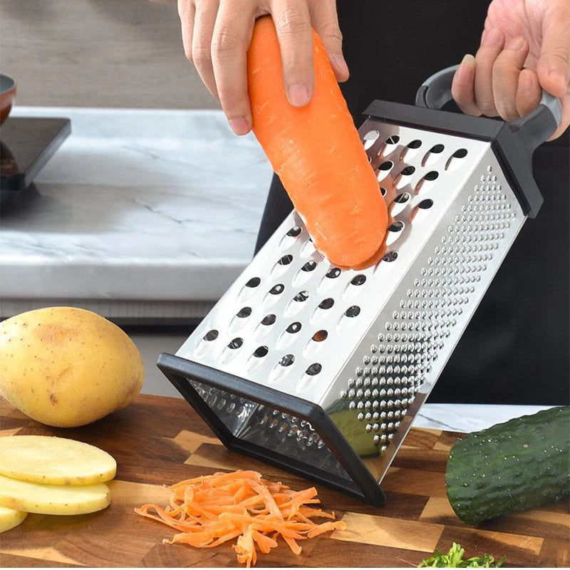 9" 4-Sided Stainless Steel Box Grater with Handle | Rust-Proof