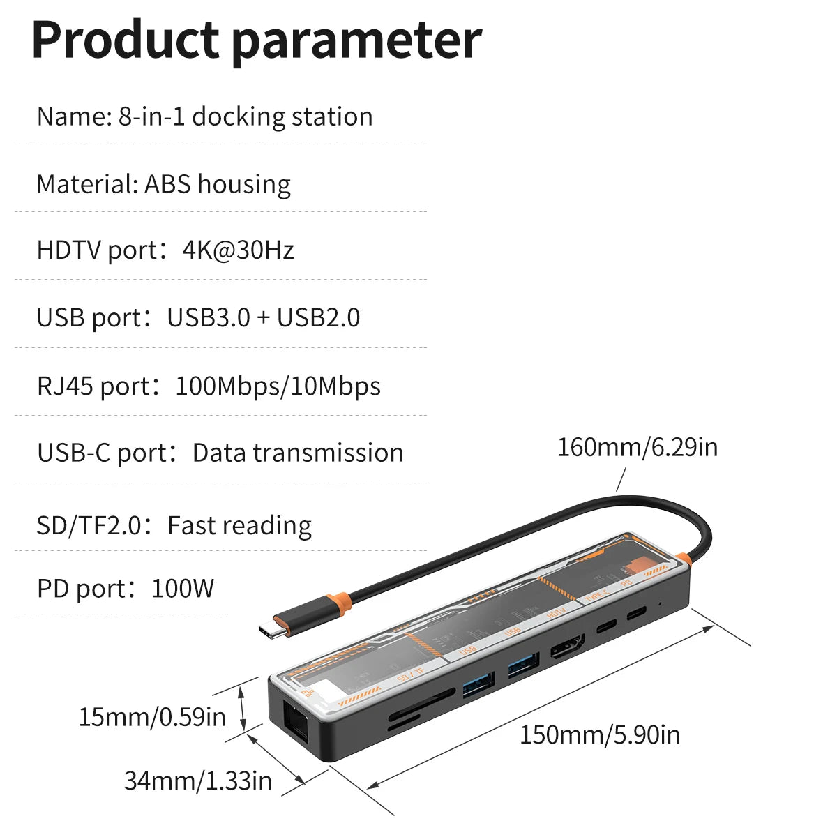 8-in-1 USB-C Docking Station | HDMI, PD 100W, RJ45, USB 3.0 USB-C Docking Station Peaceful Pleasures Health and Wellness