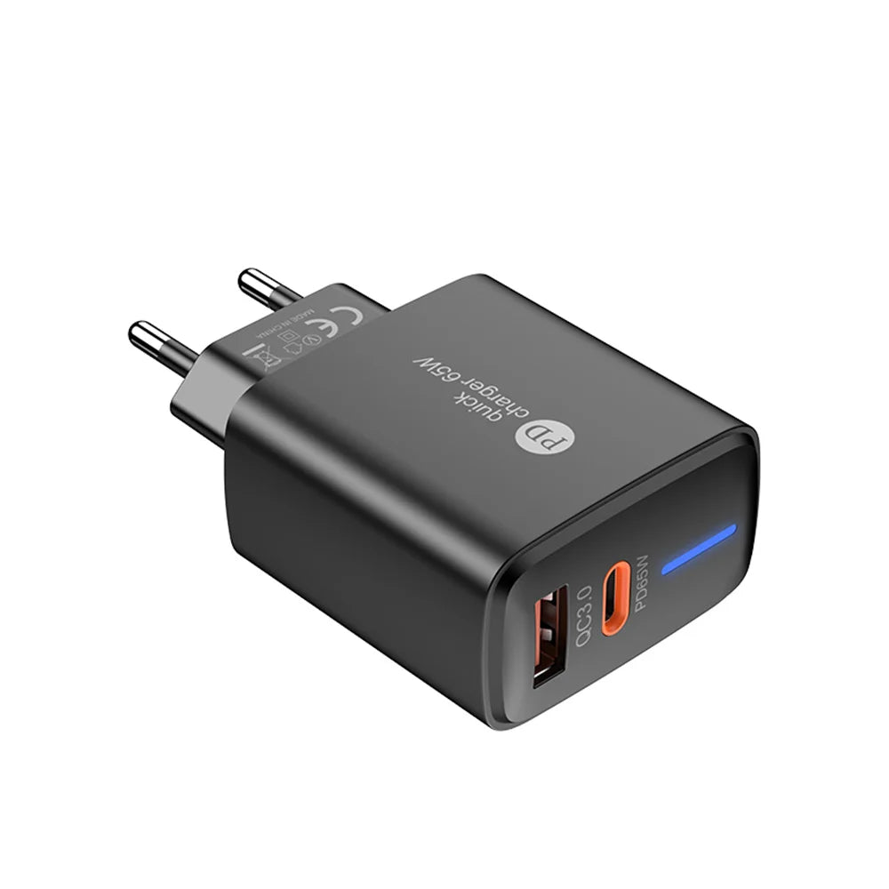 65W USB-C PD 3.0 Fast Charging Wall Adapter | Multi-Port