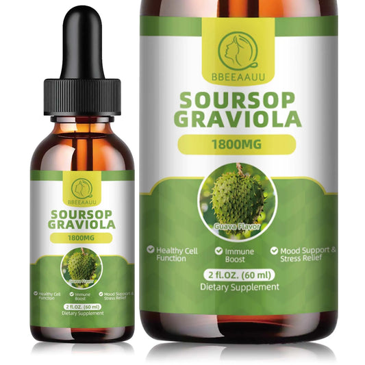 Soursop Graviola Extract Drops – Immunity & Detox Support Herbal Supplement Peaceful Pleasures Health and Wellness 60ml 5bottles United States