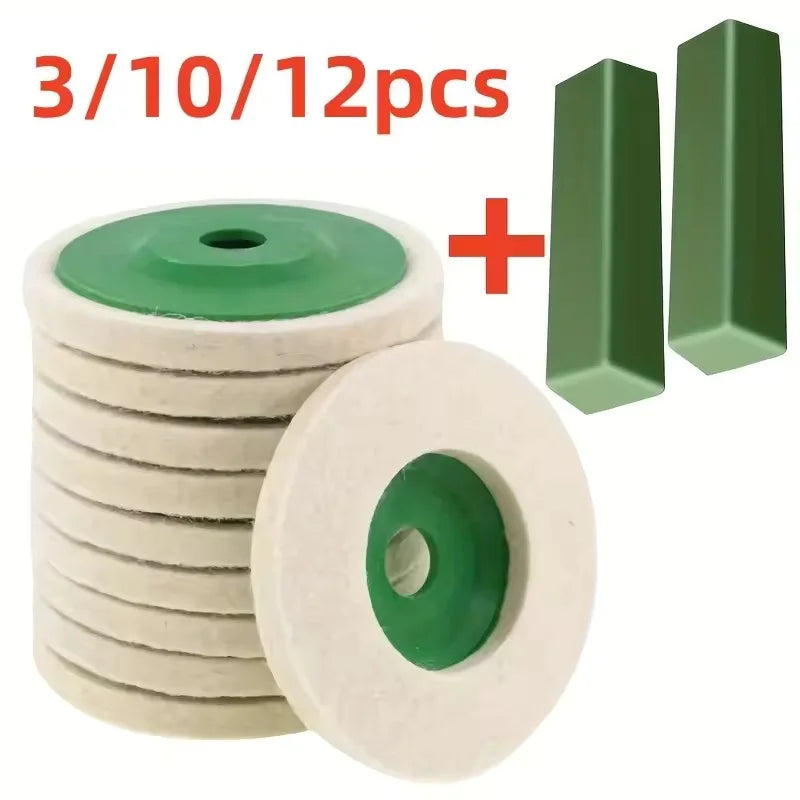 4" Wool Felt Polishing Wheels for Angle Grinder – 3/10/12 Pack Peaceful Pleasures Health and Wellness