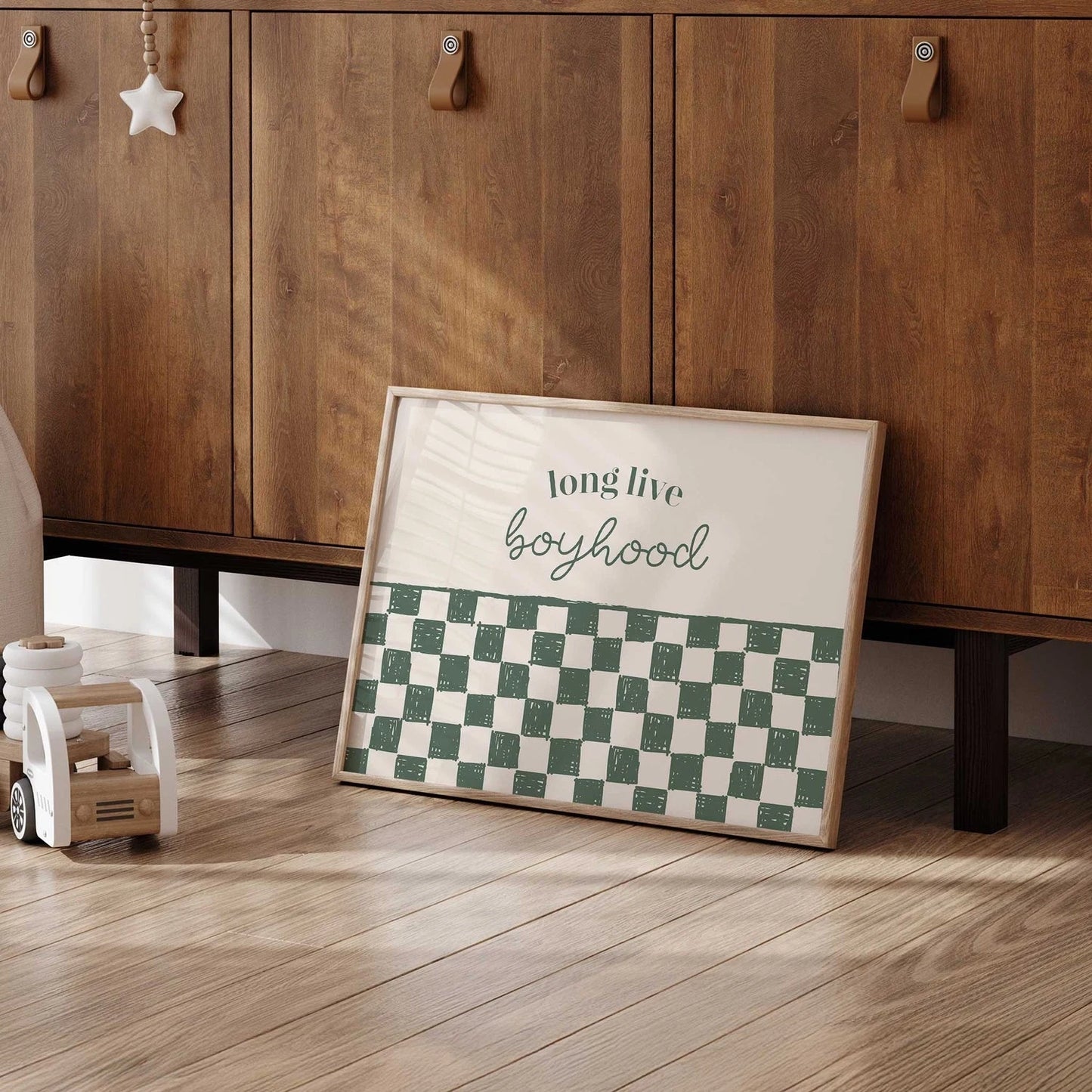 Modern Long Live Boyhood Print – Green Checkered Wall ArtWall Art Print Canvas Painting Poster Picture For Kids Room Home Decor Peaceful Pleasures Health and Wellness