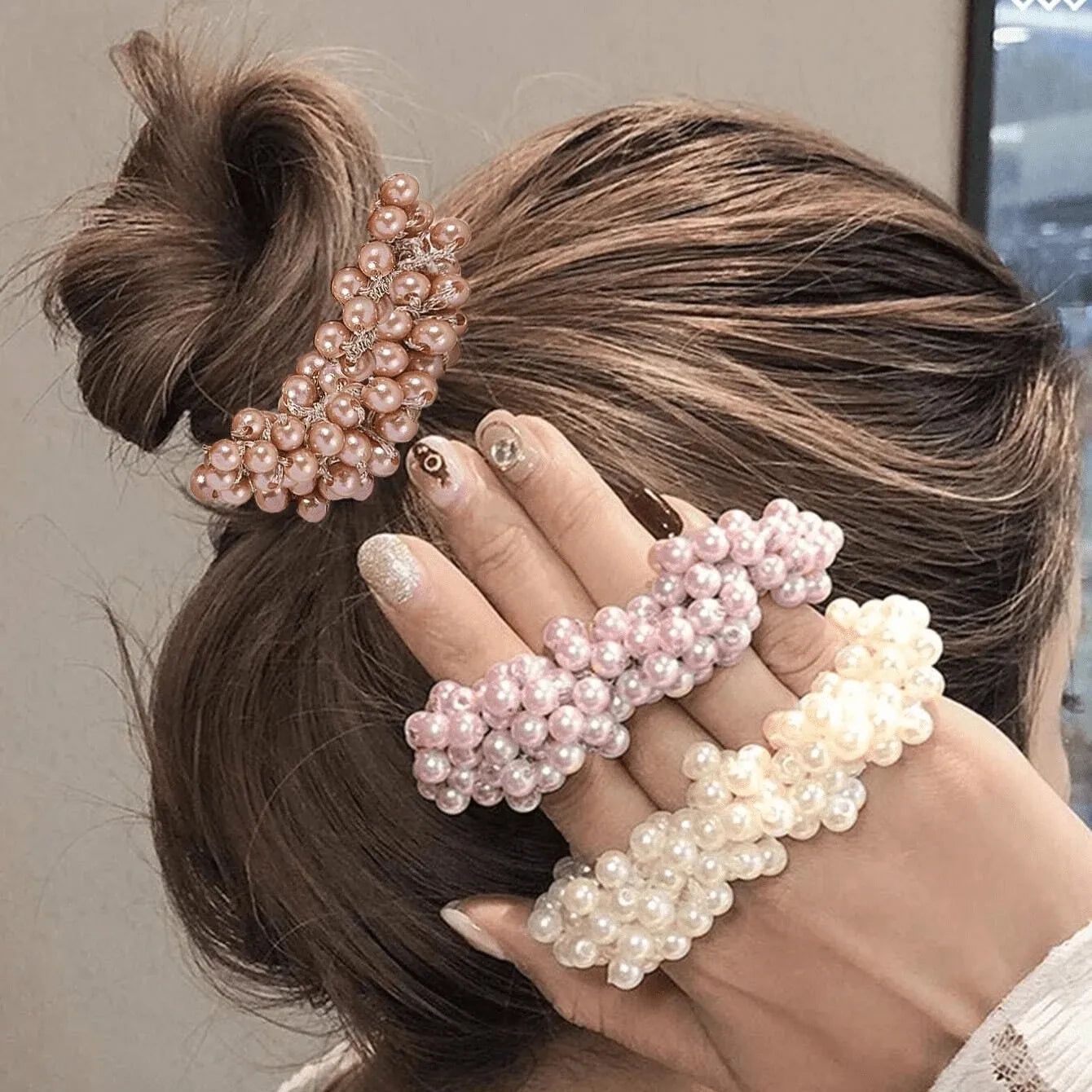 3pcs Sweet Pearl Beaded Hair Accessories – Headbands & Hair Ties Set Hair Accessory Set Peaceful Pleasures Health and Wellness 3PCS