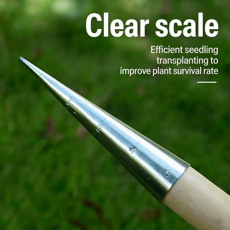 Garden Dibber Hole Puncher – Clear Scale & Wood Handle