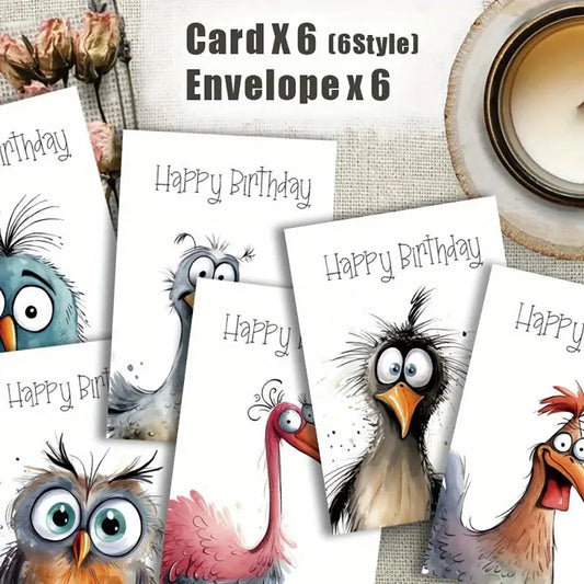 Funny Watercolor Bird Expression Handwritten Greeting Card Birthday Peaceful Pleasures Health and Wellness