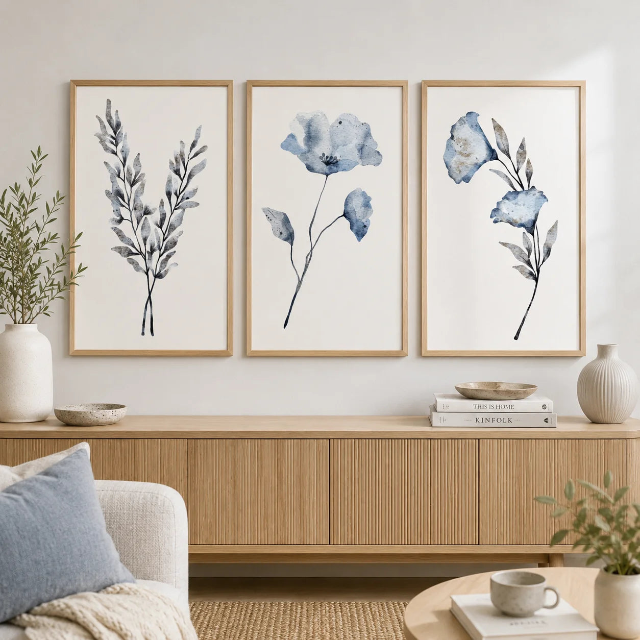 Botanical Flower Wall Art, Minimalist Plant Canvas Painting, Nordic Poster Print for Living Room Bedroom Wall Decor Peaceful Pleasures Health and Wellness