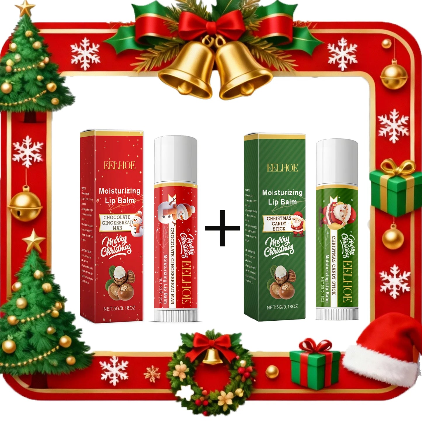Christmas Lip Balm Set Moisturizing Lip Care Repair Dry Chapped Lips Nourishing Holiday Gift Autumn Winter Lip Care Peaceful Pleasures Health and Wellness 1 SET