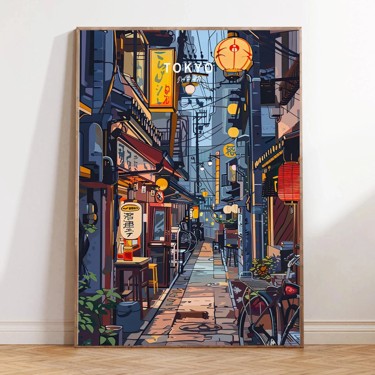Retro Japanese Railway Landscape Canvas Print Tokyo Rainy Night Street Wall Art Poster for Modern Living Room Bedroom Home Decor Peaceful Pleasures Health and Wellness