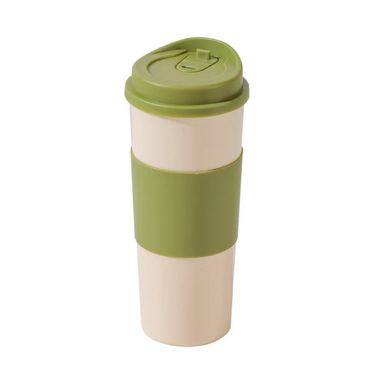 1PC 16OZ Reusable Free BPA Travel Plastic Coffee Cup with Non-Slip Sleeve To Go Travel Cups Hot or Cold Drinks Peaceful Pleasures Health and Wellness Green 400-600ml
