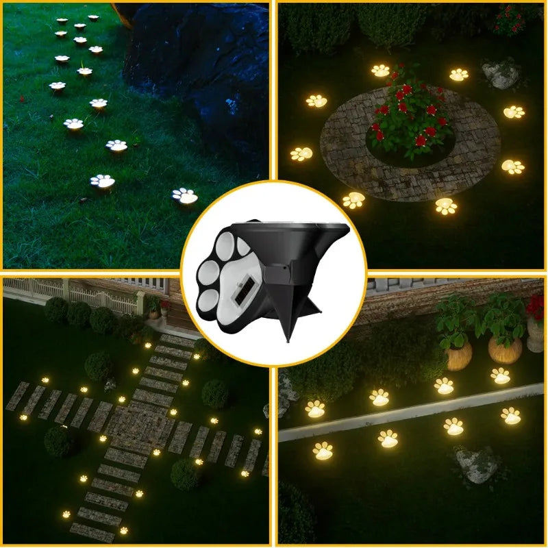 Solar Paw Print Garden Path Lights – LED, Waterproof, Auto On/Off