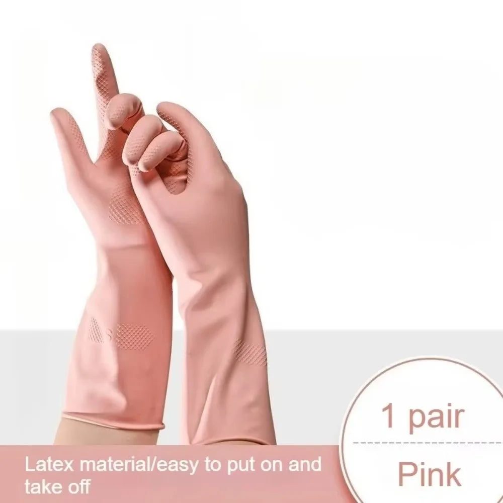 Reusable Latex Dishwashing Gloves – Non-Slip Waterproof Rubber