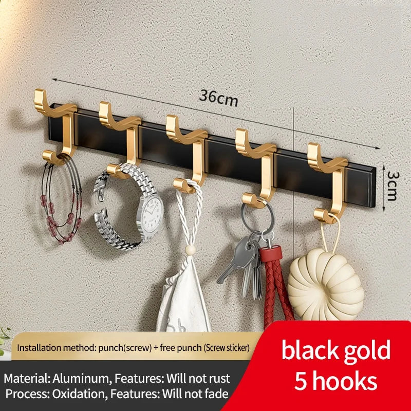 No-Drill Adjustable Door Hooks – 6-Pack Aluminum Bathroom Hooks