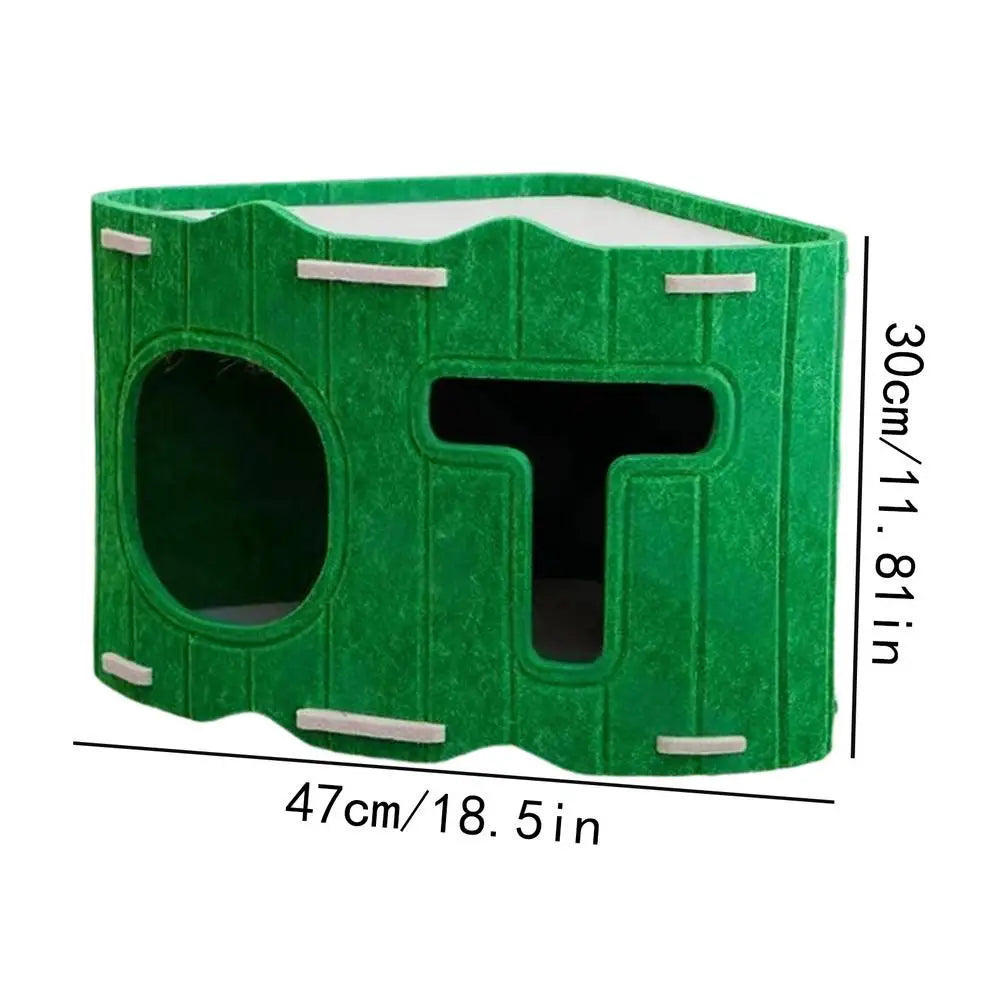 Felt Cat Cave Bed | Semi-Enclosed Double-Entry Pet House